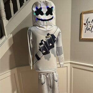 DJ Marshmallow Costume Light-up LED Helmet Halloween Fortnite Outfit DJ Set